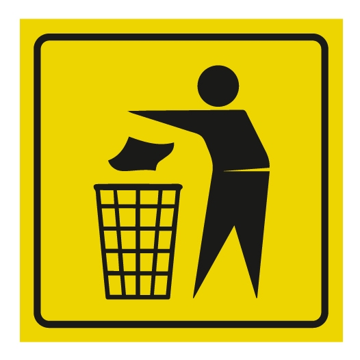 Ценники - Наклейка "Бросать мусор в урну", Мультилейбл