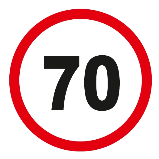 Ценники - Наклейка "Обмеження максимальної швидкості 70 км/год", Мультилейбл