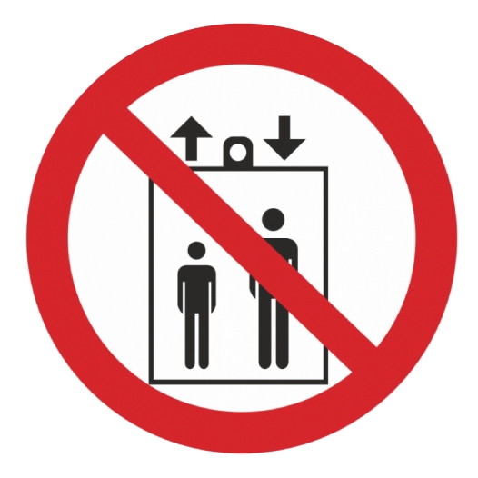 Стікер "Забороняється користуватися ліфтом для підйому (спуску) людей", Мультилейбл